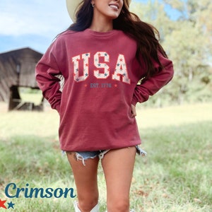 USA sweatshirt, retro USA sweatshirt, vintage America sweatshirt, 4th of July sweatshirt, oversized USA sweatshirt, preppy America crewneck