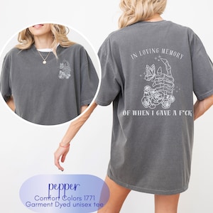Sarcastic no more fucks to give Comfort Colors Shirt, Gothic floral Skeleton hand shirt, adult humor gift, zero f*cks to give funny tshirt zdjęcie 1