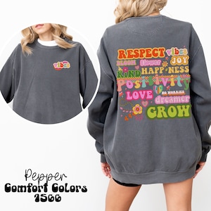 affirmation comfort colors sweatshirt, vibes crewneck, retro oversized aesthetic crewneck, womens positive thinking pullover, gift for teen