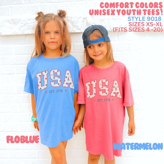 Kids USA comfort colors shirt, usa graphic tee for girls, boys 4th of July tees, 1776 to 2026 tees, family usa shirt, america250 celebration