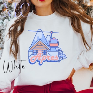 Apres Sweatshirt, retro ski crewneck, vintage winter sweater, vintage skiing crewneck, ski lover gift, 80's style sweater, pastel ski outfit