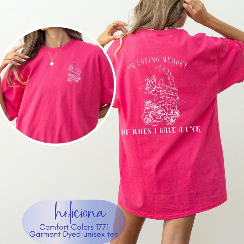 Sarcastic no more fucks to give Comfort Colors Shirt, Gothic floral Skeleton hand shirt, adult humor gift, zero f*cks to give funny tshirt zdjęcie 3