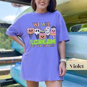 Summerween ice cream graphic tee, we all scream for ice cream comfort colors shirt, creepy cute kawaii ice cream top, spooky season t shirt