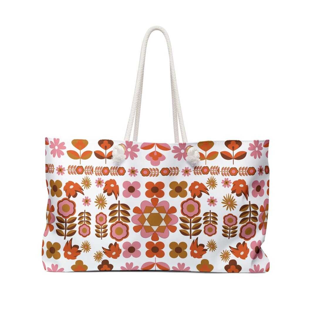 GINBL Large Canvas Floral Tote Bag For Women - Zippered Beach Bag With Rope Handles For Travel And Shopping - View #7