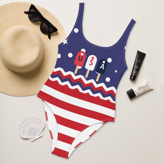4th of July One Piece Bathing Suit Patriotic Swim Suit Red Etsy