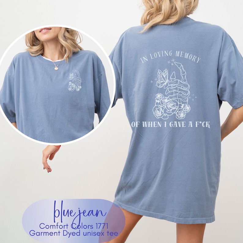 Sarcastic no more fucks to give Comfort Colors Shirt, Gothic floral Skeleton hand shirt, adult humor gift, zero f*cks to give funny tshirt zdjęcie 5