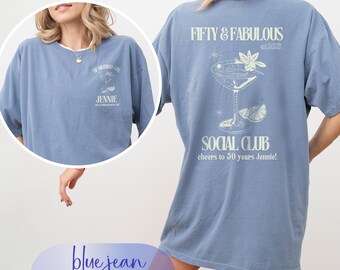 Fifty and fabulous birthday comfort colors shirt, 50th birthday tshirt, funny personalized group shirts for birthday, custom bday gift