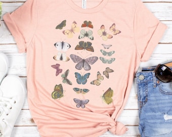 Vintage Butterfly shirt, Aesthetic tshirt, Butterfly lover gift, Cottagecore, retro butterflies, monarch butterfly t shirt, festival tee
