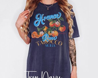 Retro blood Orange shirt, vintage Sicilian orange graphic tee, trendy summer fruit top, italian vacation apparel, cotton comfort colors tee