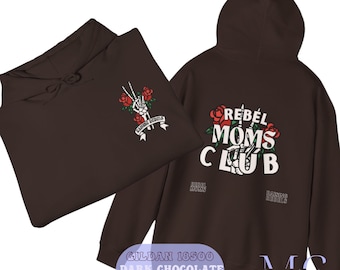 Rebel Moms Club Hoodie, Womens Goth Skeleton sweatshirt, alt mom hoodie, retro grunge mom apparel, tattoo art aesthetic,  soooky feministe