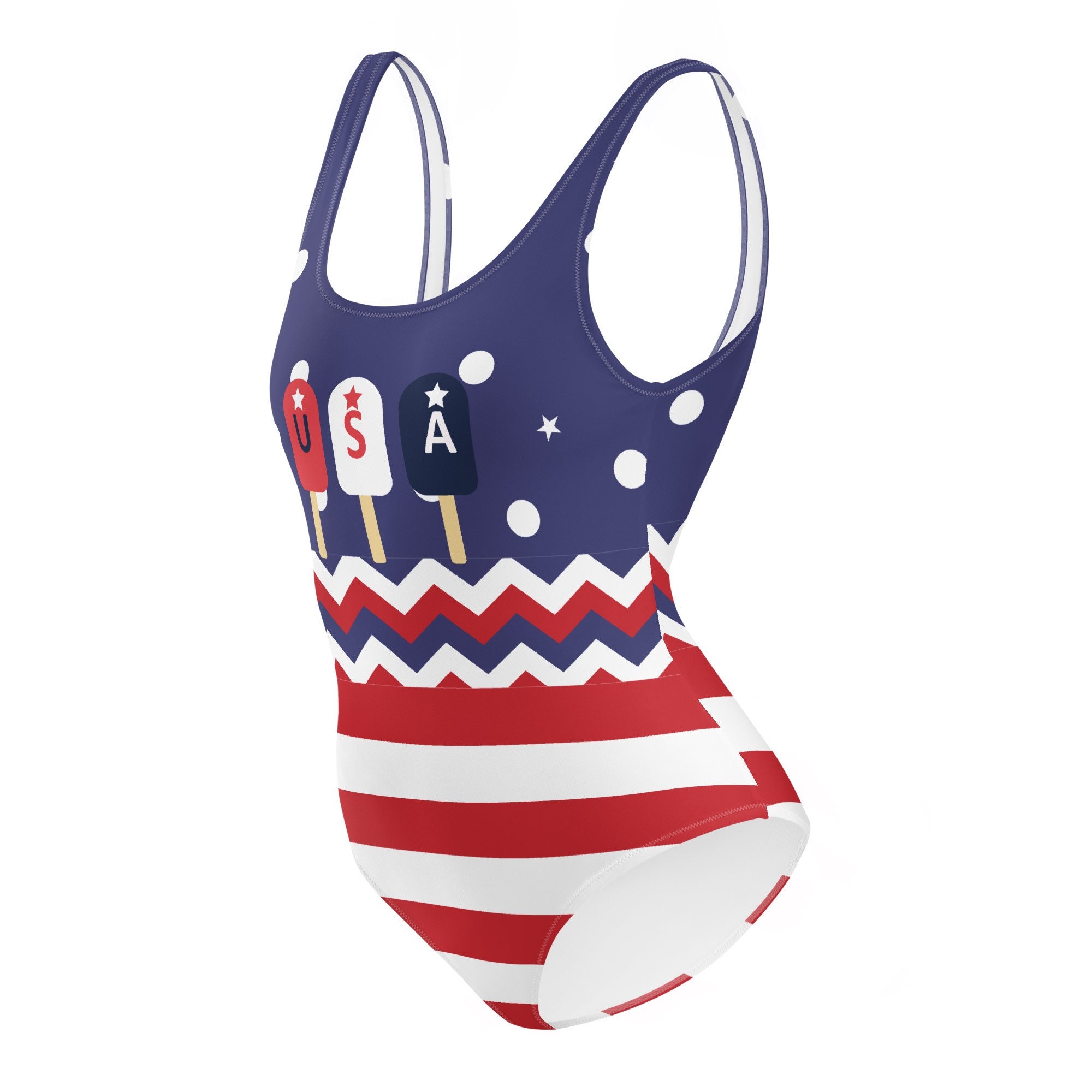 4th of July One Piece Bathing Suit Patriotic Swim Suit Etsy