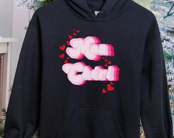 Mon Cheri hoodie, French saying Valentine hoodie, retro mon Cheri sweatshirt, sweetheart, my dear, flirty French hoodie, valentine gift