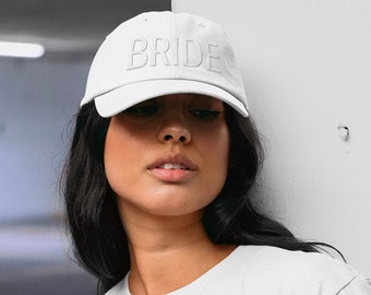 White on White Bride Dad Hat | Embroidered Bride Cap | Bachelorette Bride Hat | Gift for Bride | Bridal Gift | Bride baseball Hat