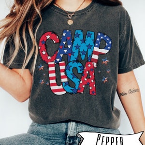 Camp usa shirt, Comfort Colors Camping tee, patriotic camper tee, America shirt, Fourth of July t shirt, unisex graphic tee, camping lover