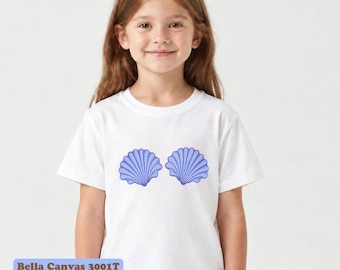 Purple Seashells Toddler Tee, Mermaid Costume Shirt, Beach Shell bikini top Graphic tshirt for toddlers