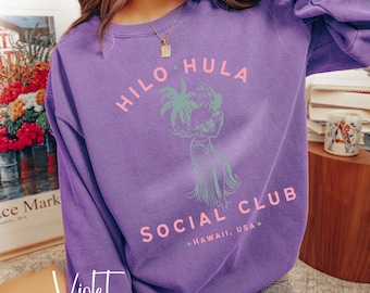 Vintage Hula Sweatshirt, retro aloha sweatshirt, hula social club crewneck, vintage Hawaii pullover, hula dancer sweater, hula lover gift