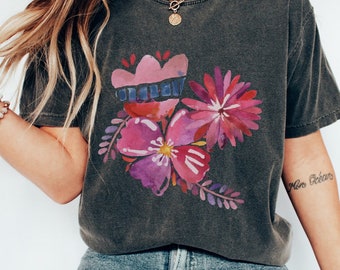Comfort Colors Wildflower T-Shirt: Boho Watercolor Floral Tee