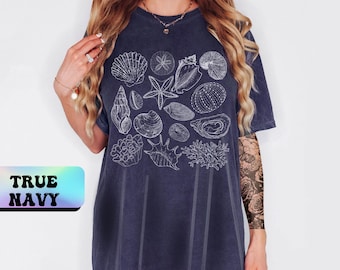 Y2K Seashells Comfort Colors Shirt, Vintage shells Collage Tee, seashell illustration gift, beachcore aesthetic, coastal shirt, beach tee