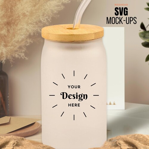 16oz Frosted Glass Can Cup Mockup Christmas Mockup Add Etsy