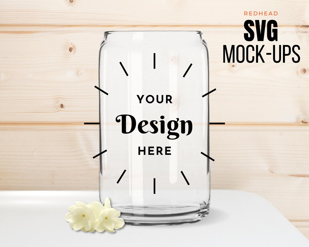 16oz Clear Glass Can Cup Mockup Minimalist Mockup Add Your Etsy