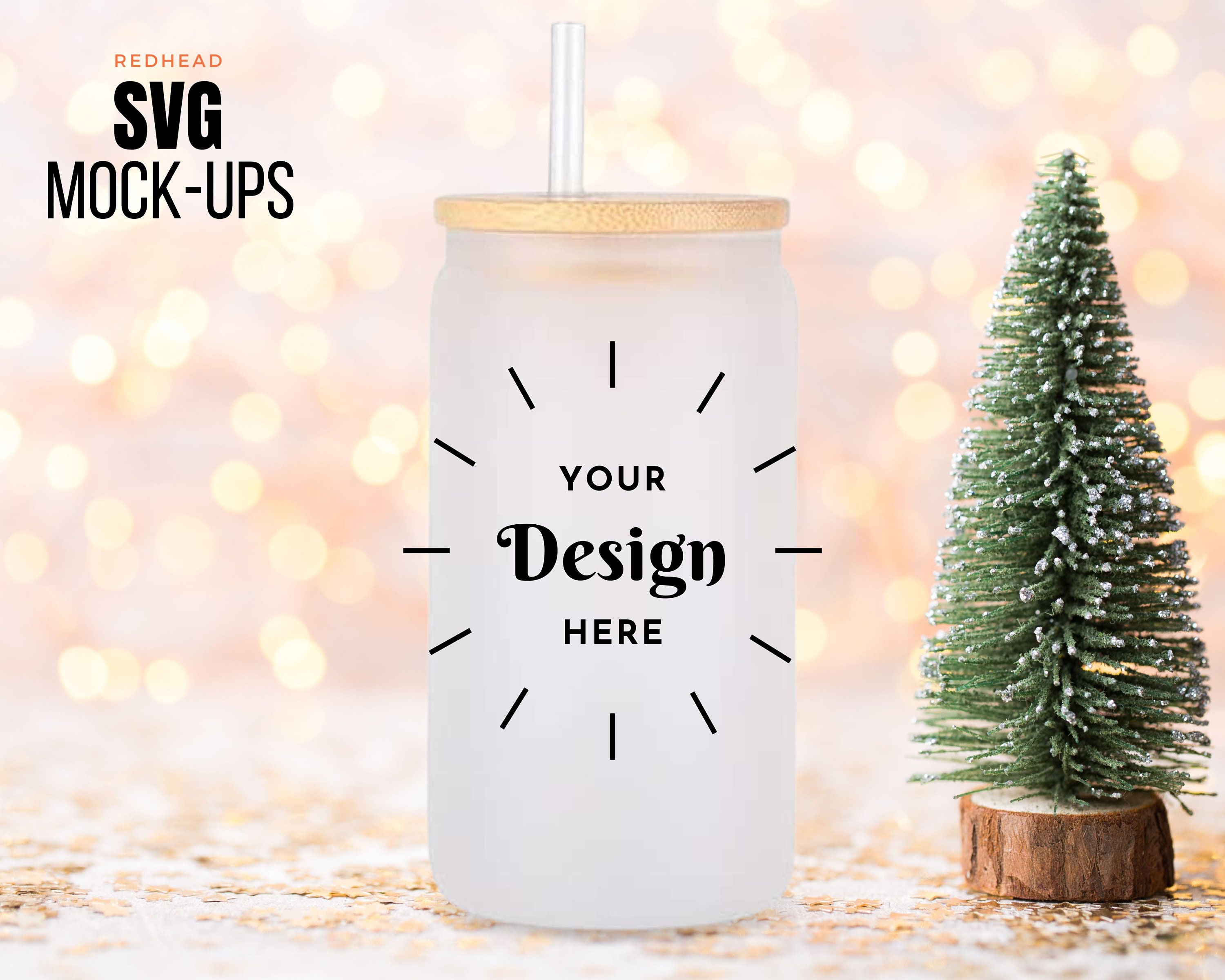 16oz Frosted Glass Cups - Christmas Designs