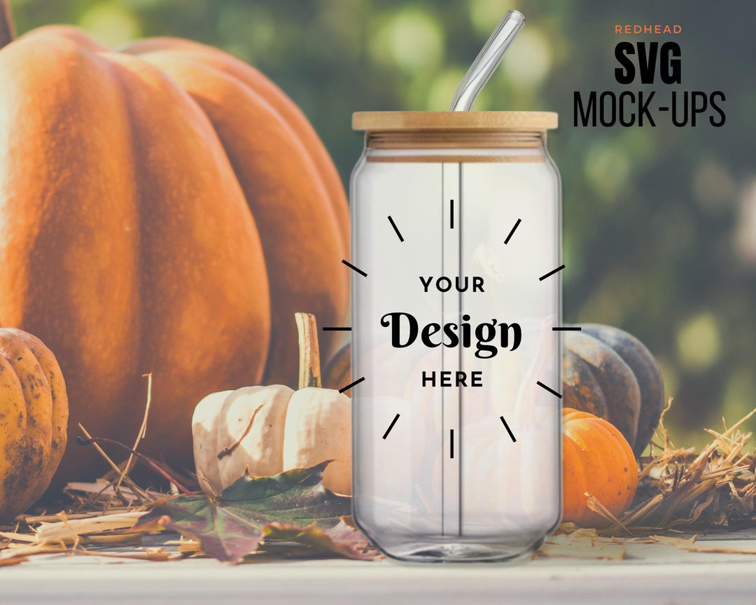 16oz Clear Glass Can Cup Mockup Halloween Mockup Add Your Own Design Etsy
