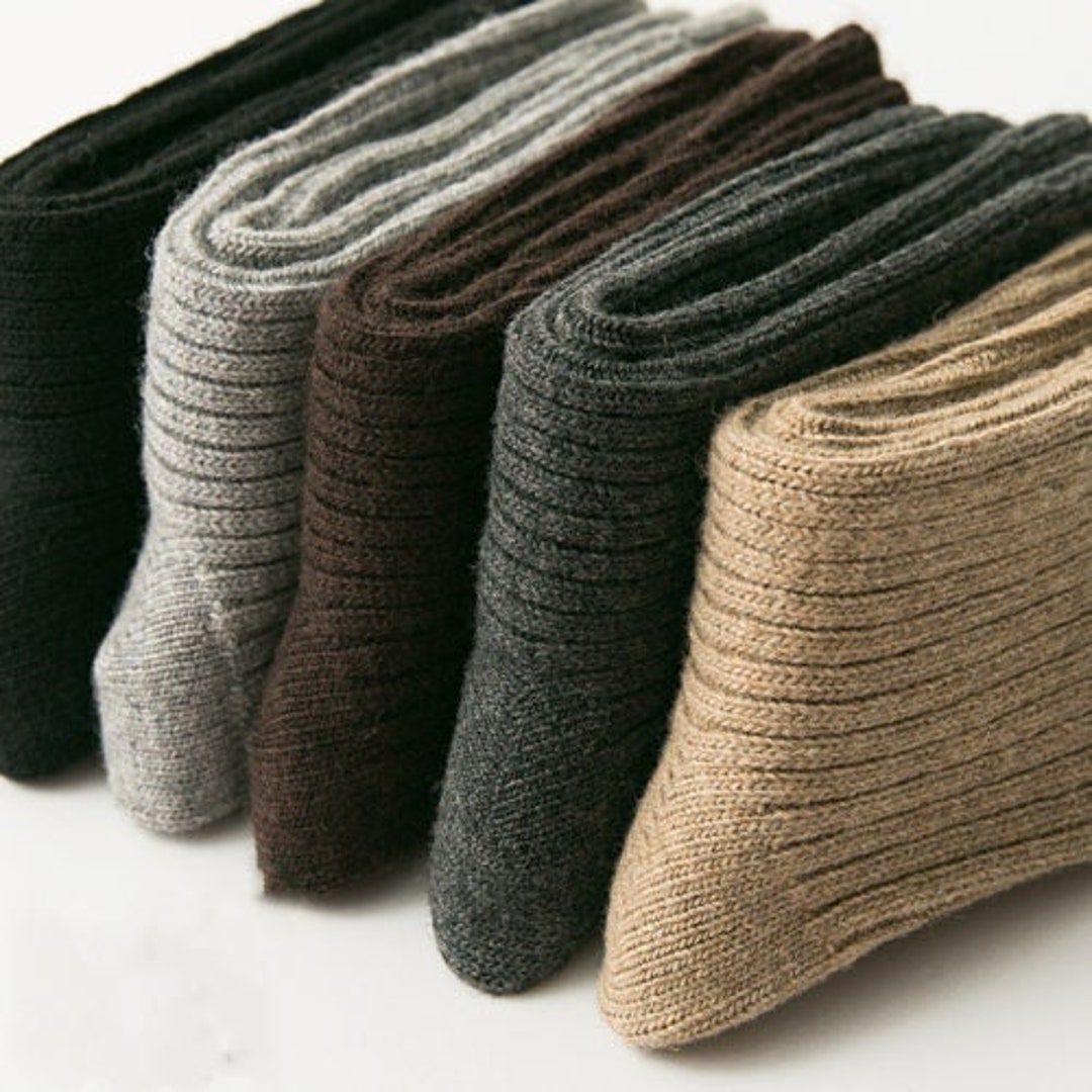 5 Pair Men Cashmere Crew Socks Thick Winter Fall Socks Gift Idea for ...