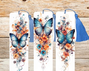 Butterfly Metal Bookmark Set of 3, Floral Bookmarks with Tassels, Gift for Book Lovers, Reader Gift Set