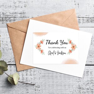 Modèle de remerciement floral orange, carte de remerciement numérique modifiable, modèles de canva imprimables, carte de remerciement orange, mariage de printemps