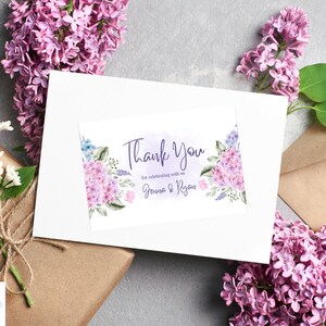 Hydrangea Thank You Card Template, Editable Digital Thank You Card ...