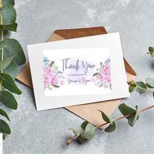 Hydrangea Thank You Card Template, Editable Digital Thank You Card ...