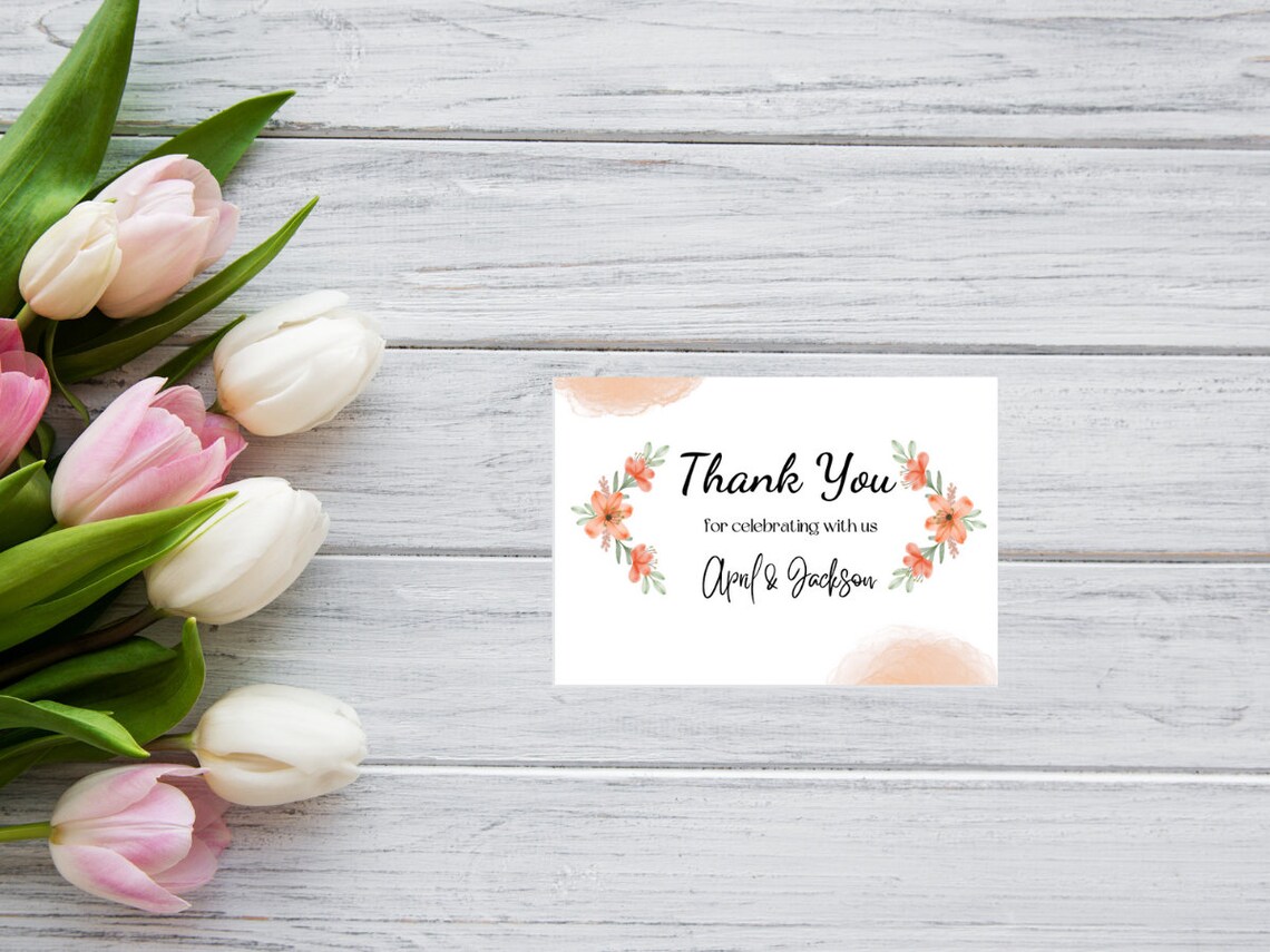Orange Floral Thank You Template, Editable Digital Thank You Card ...