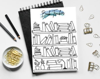 Bookshelf Book Tracker Printable, Reading Log (Digital Download)