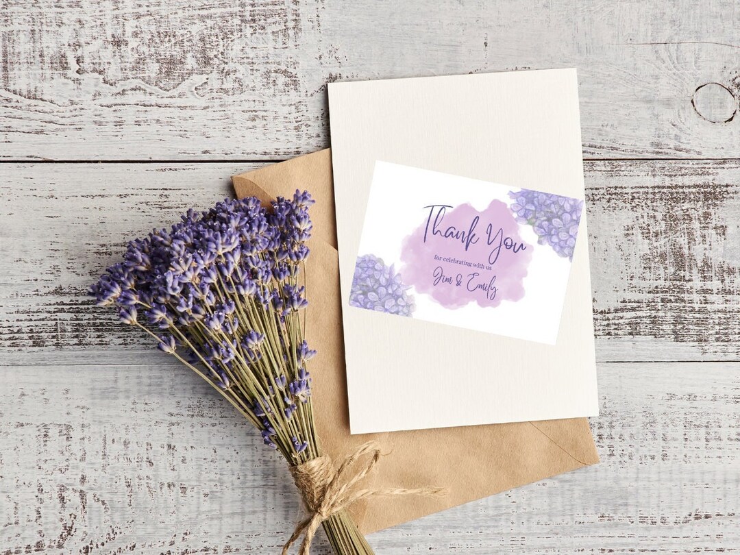 Purple Hydrangea Thank You Template, Editable Digital Thank You Card ...