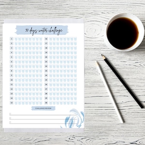 30 Day Water Tracker Printable, Daily Water Intake Log, Printable Water Tracker Challenge,Printable Hydration Tracker, Digital Download