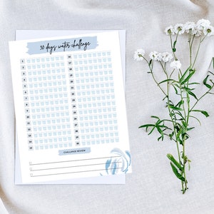 30 Day Water Tracker Printable, Daily Water Intake Log, Printable Water ...