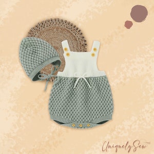 Mint Green Knitted Romper 2pcs Set