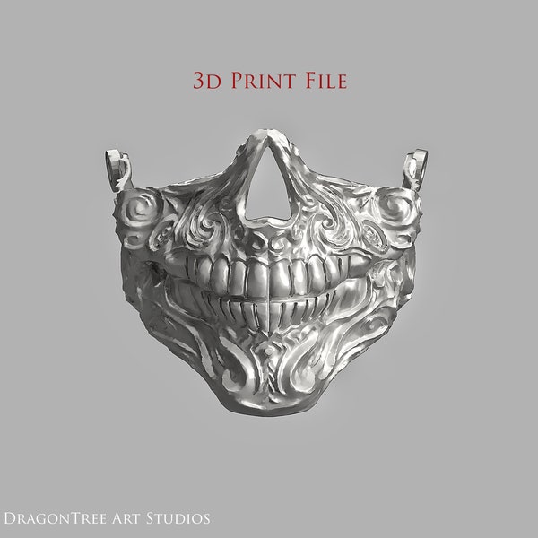 3d Printable Victorian Skull Half Mask Downloadable File