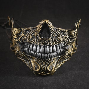 Viktorianische Schädel Halbmaske Graustufen Gold und Silber