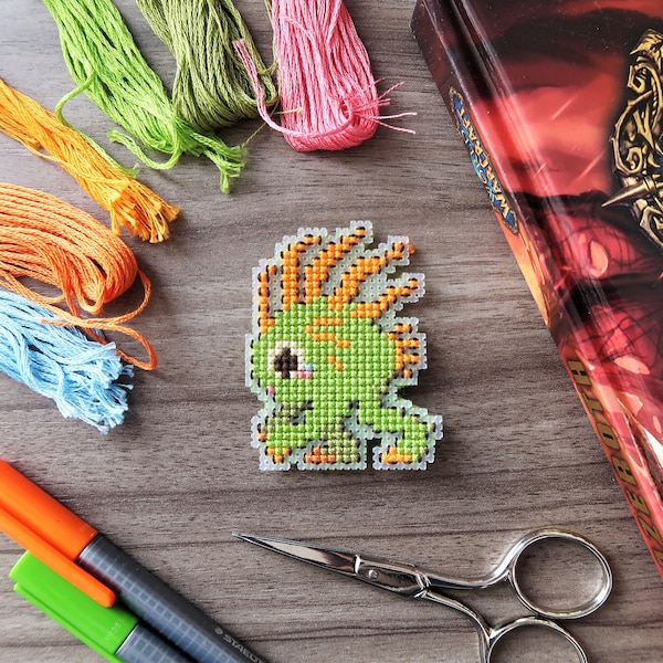 Modèle de point de croix (PDF pattern) - Murloc vert | WoW, MMORPG, Video Game