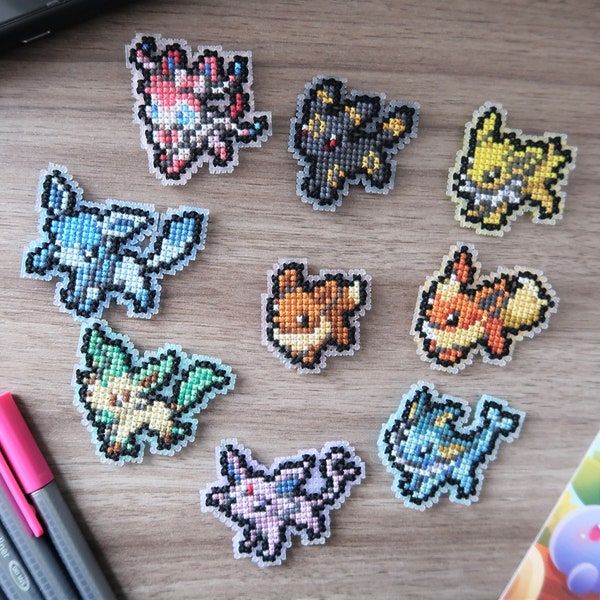 Cross-stitch pattern (PDF download) - Eeveelutions | Sprite, Cute, Geek, Video Game, Bundle