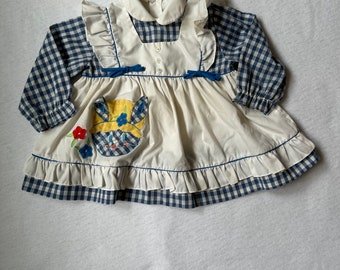 vintage gingham bunny apron dress (18 months)