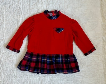 Vestido a cuadros de lana vintage (2T)