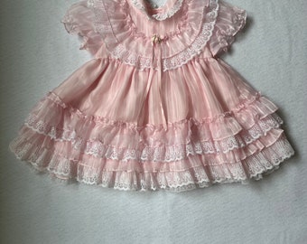 vintage pink ruffle dress (4T)