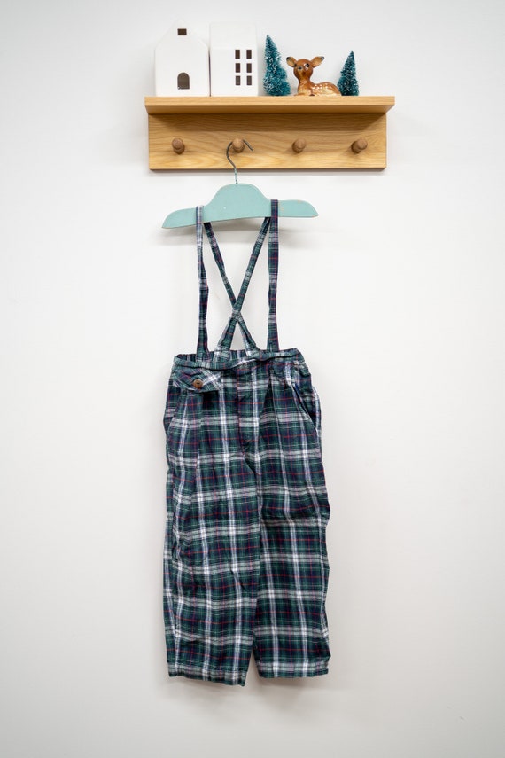 Vintage suspender plaid pants (4T)