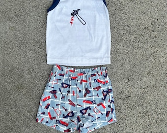 vintage 70s tool tank and shorts set (3T)