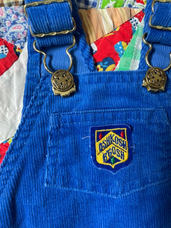 Vintage Oshkosh overalls in blue corduroy with pl… - image 3
