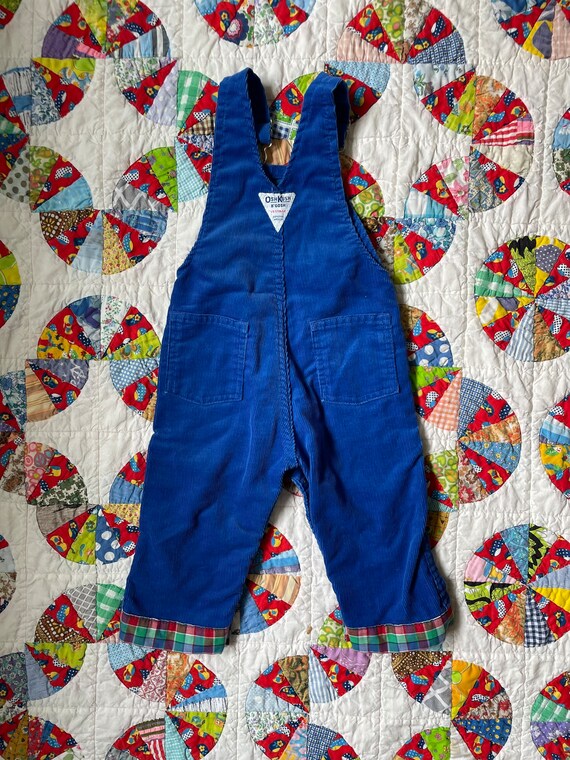 Vintage Oshkosh overalls in blue corduroy with pl… - image 2