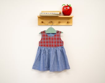 Vestido de niño a cuadros vintage hecho a mano (4T)