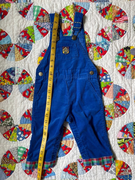 Vintage Oshkosh overalls in blue corduroy with pl… - image 4